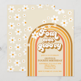 Invitation Arc-en-ciel rétro quatre jamais Super 4e anniversa