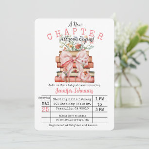 Invitation Arc-en-ciel rose Un Nouveau Chapitre Baby Shower