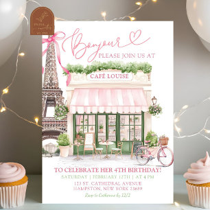 Invitation Arc-en-ciel Ruban Parisien café Français Anniversa