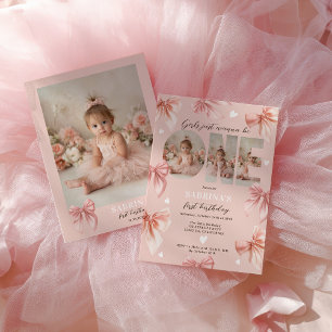 Invitation Arc-en-ciel Ruban Rose Filles Veulent juste Premie