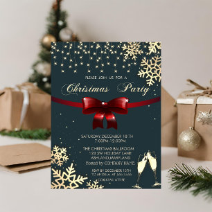 Invitation Arc-en-ciel,Ruban rouge,Flocons de neige,Lunettes,