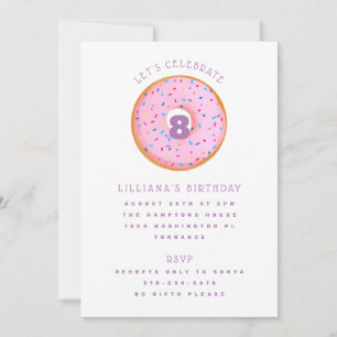 Invitation Arc-en-ciel saupoudrer Donut rose violet Anniversa