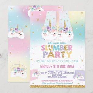 Invitation Arc-en-ciel Unicorn Stwood Anniversaire