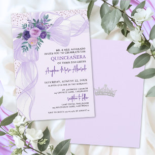 Invitation Arc-en-ciel Violet pour Quinceañera