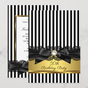 Invitation Arc en dentelle noire blanche Or 50e anniversaire