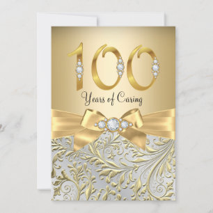 Invitation Arc en diamant or élégant 100e anniversaire