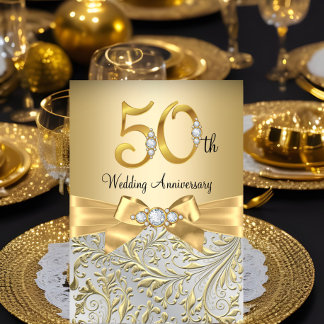 Invitation Arc en or élégant diamant 50e anniversaire