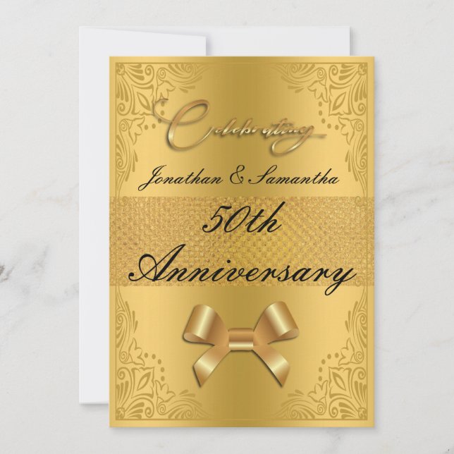 Invitation Arc en or personnalisé pour 50e anniversaire de ma (Devant)