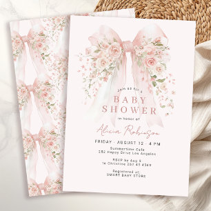 Invitation Arc en rose tendre pour une baby shower de petite