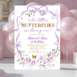 Invitation Arc en ruban violet pour 1er anniversaire
