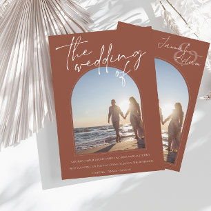 Invitation Arc en terre cuite moderne Mariage photo initial