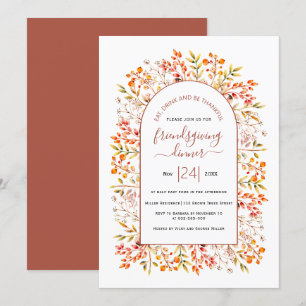 Invitation Arc, feuilles et baies terracotta Friendsgiving