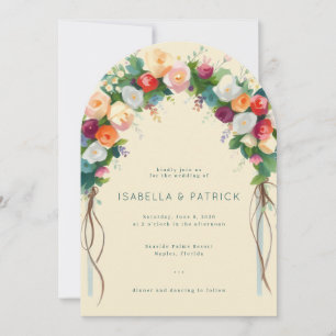 Invitation Arc floral crème aquarelle romantique