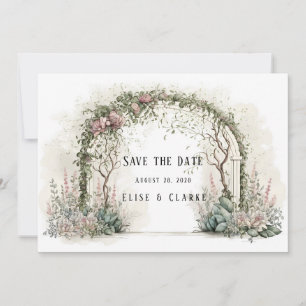 Invitation Arc Floral Mariage Vert Économisez La Date
