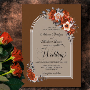 Invitation Arc Floral Orange Brûlé Mariage en terre cuite bei
