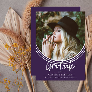 Invitation Arc Inverti Script tendance Graduate Photo violet
