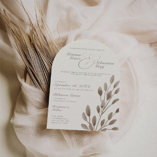 Invitation Arc Mariage botanique d'automne d'ivoire et de cen
