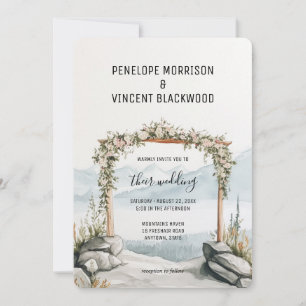 Invitation Arc Mariage dans les montagnes aquarelle