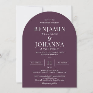 Invitation Arc Mariage de couleur bordeaux classique