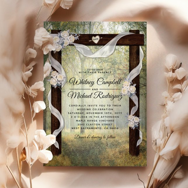 Invitation Arc Mariage en bois rustique enchanté (Créateur téléchargé)