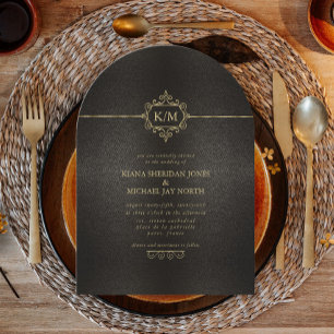 Invitation Arc Mariage fin Filigree Gold ID871