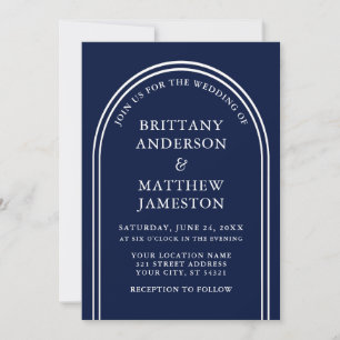 Invitation Arc Mariage moderne et élégant bleu
