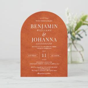 Invitation Arc Mariage orange vif classique