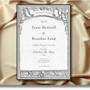 Invitation Arc médiéval gothique vintage Bordure Mariage blan