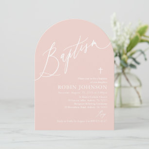 Invitation Arc Moderne Dusty Croix rose Baby Girl Baptism