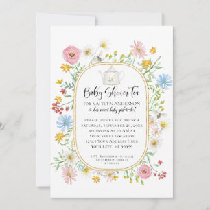 Invitation Arc moderne Fleur sauvage Floral Bees Tea Party Ba
