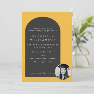 Invitation Arc moderne Jaune Grad Photo Party Graduation