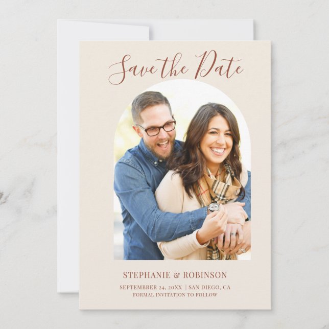 Invitation Arc Moderne Mariage Photo Monogramme Enregistrer L (Devant)