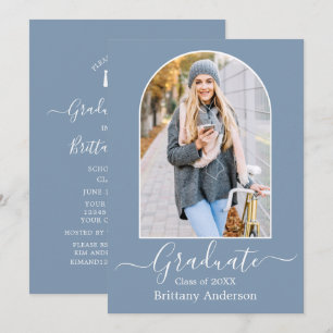 Invitation Arc moderne photo Dusty Blue Graduation Party