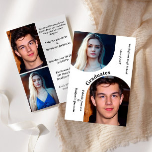 Invitation Arc moderne photo frères et soeurs Double graduati
