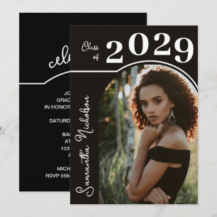 Invitation Arc moderne photo Graduation noir