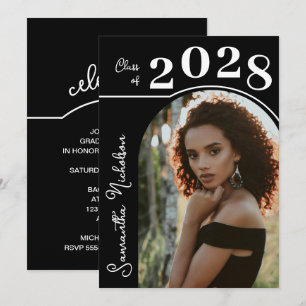 Invitation Arc moderne photo Graduation noir