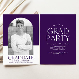 Invitation Arc moderne Purple Color Block Graduation Party