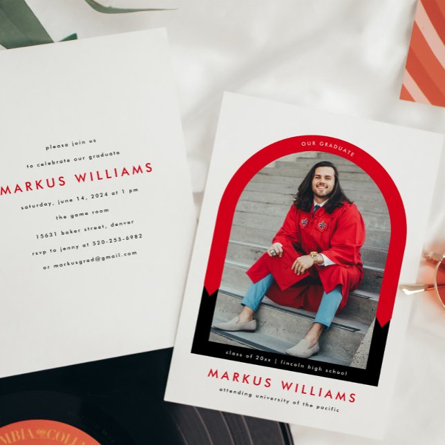 Invitation Arc moderne rouge couleurs de l'école des couleurs (Créateur téléchargé)