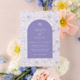 Invitation Arc moderne Toile Florale Lilac Mariage violet