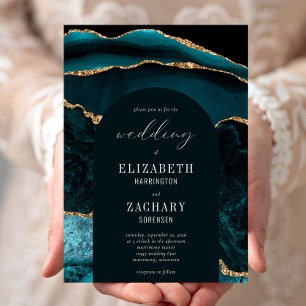 Invitation Arc moderne Turquoise Gold Agate Mariage