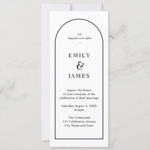 Invitation Arc noir et blanc minimaliste Long Mariage Invitat