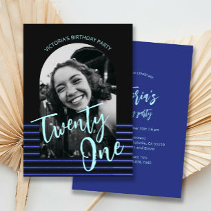 Invitation Arc noir et bleu Photo 21e fête d'anniversaire