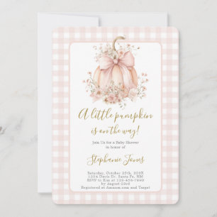 Invitation Arc rose Ruban Un Petit Citrouille Baby Shower fil
