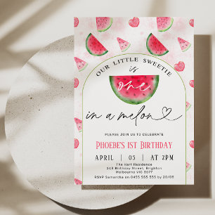 Invitation Arc Rouge moderne Un dans un Melon 1er anniversair