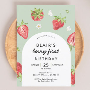 Invitation Arch Berry Premier Anniversaire Thème fraise