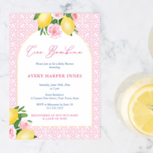 Invitation Arch Frame Ciao Bambina Lemons Baby Girl Douche