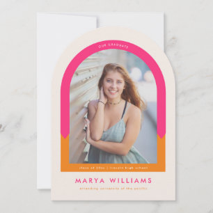 Invitation Arch Graduation Party pour son rose et orange