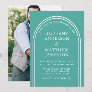 Invitation Arch Mariage moderne et élégant Photo Turquoise
