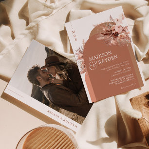 Invitation Arch moderne Boho Pampas Grass Terracotta Mariage