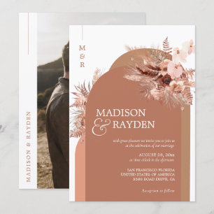 Invitation Arch moderne Boho Pampas Grass Terracotta Mariage